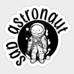 sad astronaut kid black white graphic illustration design Sticker